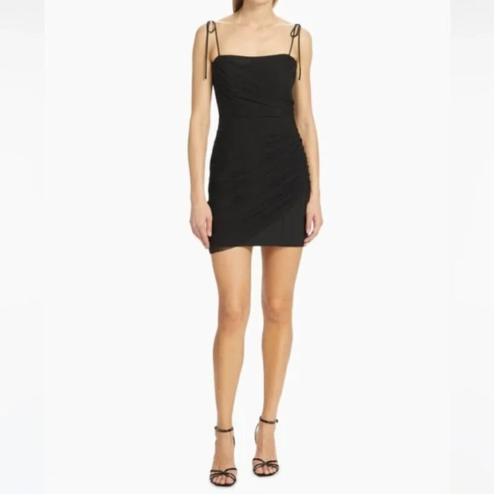CINQ À SEPT 'Imogene' Ruched Sleeveless Mini Dress, Black